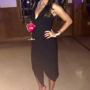 Asos black dress with cowl neck plunge